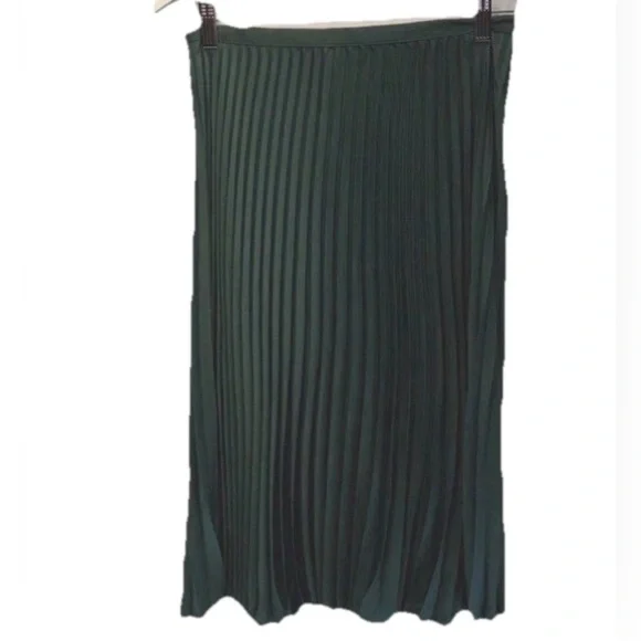 Banana Republic Satin Pleated Skirt Hunter Green Midi Petite 4P NWT Style 798408 - Picture 3 of 12